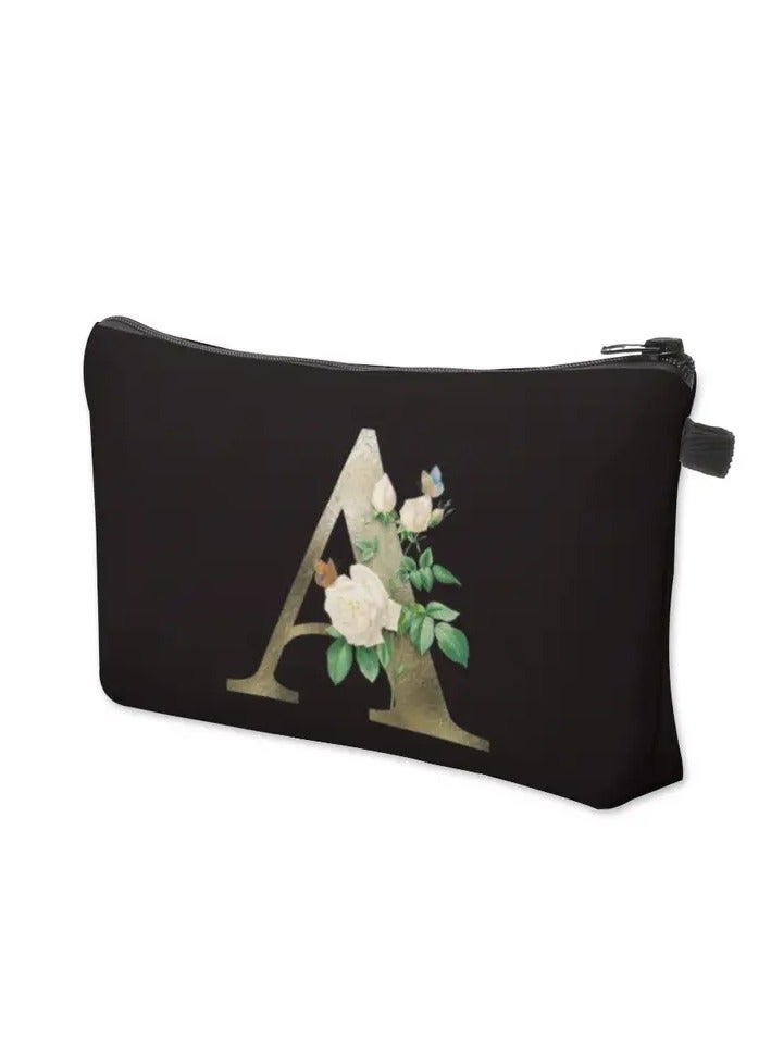 ORiTi 3D Floral Letter Pattern Cosmetic Bag Roomy Zipper Makeup Pouch Water Resistant Toiletry Bag Travel Accessories Organizer for Women - Image 4