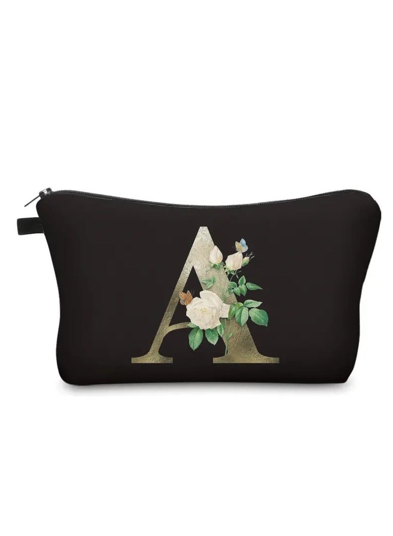 ORiTi 3D Floral Letter Pattern Cosmetic Bag Roomy Zipper Makeup Pouch Water Resistant Toiletry Bag Travel Accessories Organizer for Women - Image 5