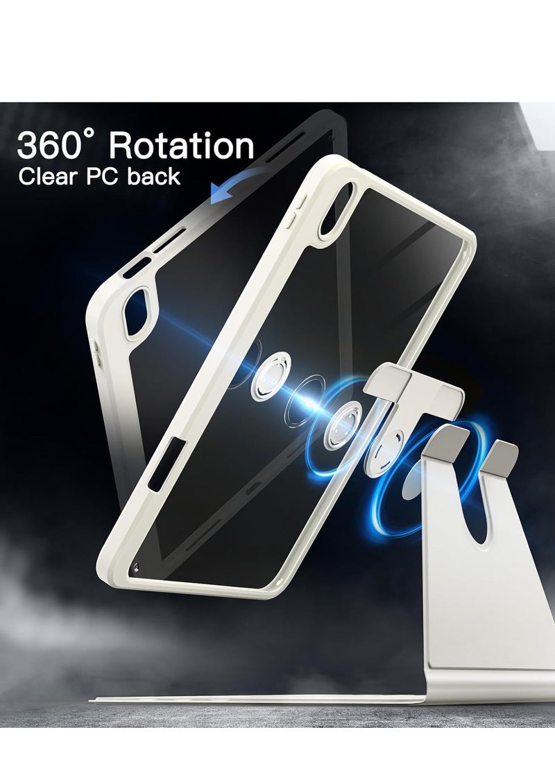 Protective case for iPad 10th Gen 10.9 2022 / iPad 11th Gen (A16) 10.9 inch 2025, built-in pencil holder, 360 degree rotating protective stand, transparent back, (auto wake/sleep) transparent/Grey - Image 5