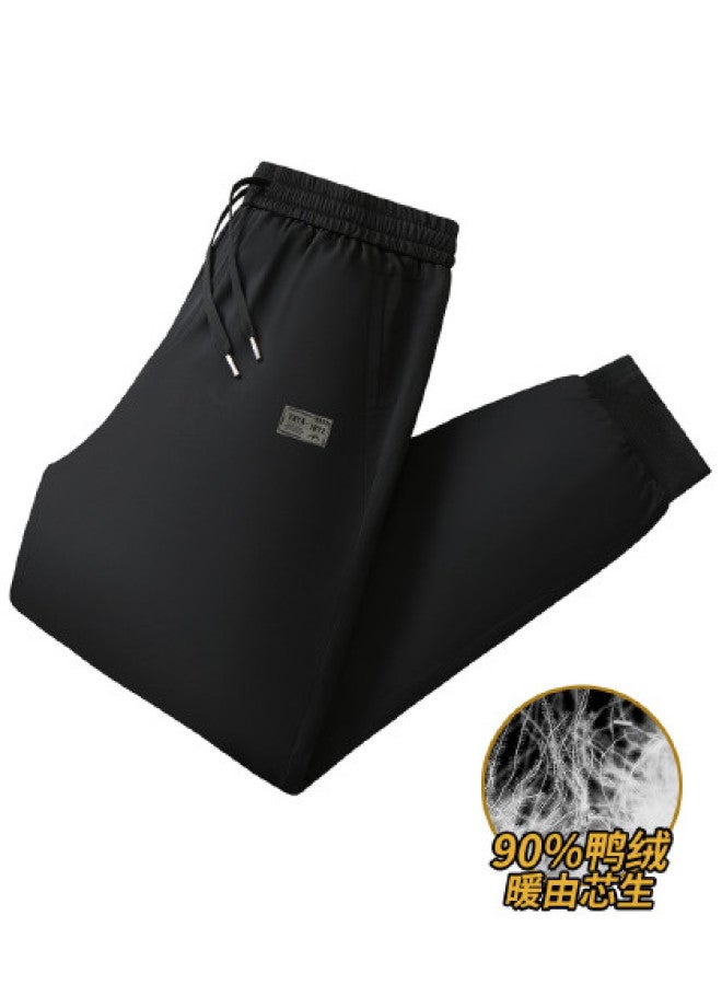 YaYa Winter Retro Print Thickened Cuffed Pants Outdoor Casual Warm 90 Down Men's Down Pants - Image 1
