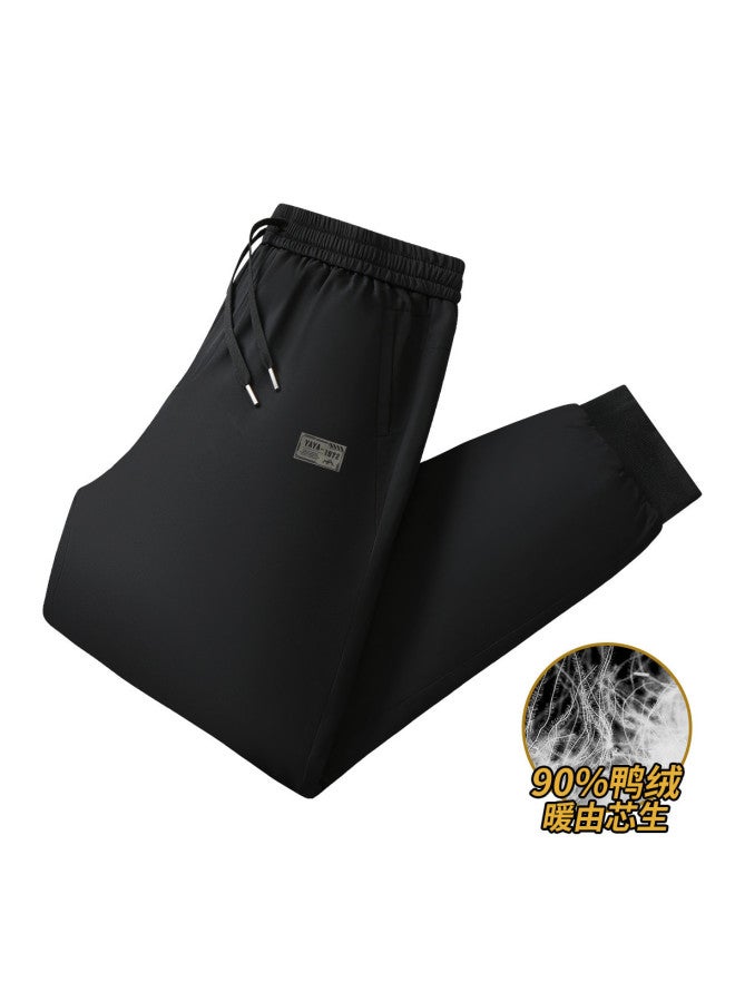 YaYa Winter Retro Print Thickened Cuffed Pants Outdoor Casual Warm 90 Down Men's Down Pants - Image 2