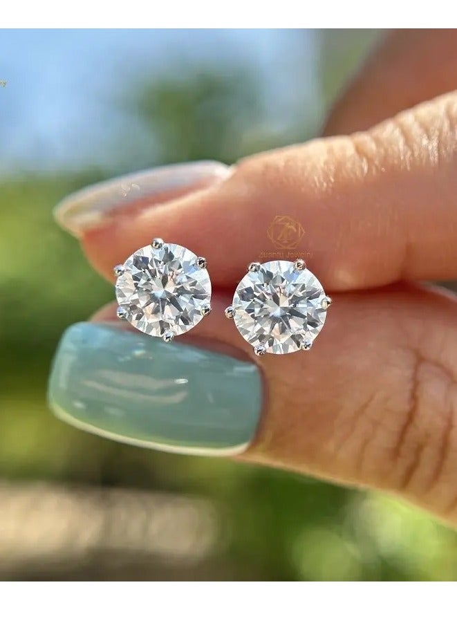 1 Carat Moissanite Diamond Earrings Stud With Classic Six Claw Design, With Gift Box,Super Shiny And Flash Mossan Diamond Earrings Stud,Unisex,2 Pieces,925 Sterling Silver, Non Allergenic, Non Fading, Good Quality - Image 1
