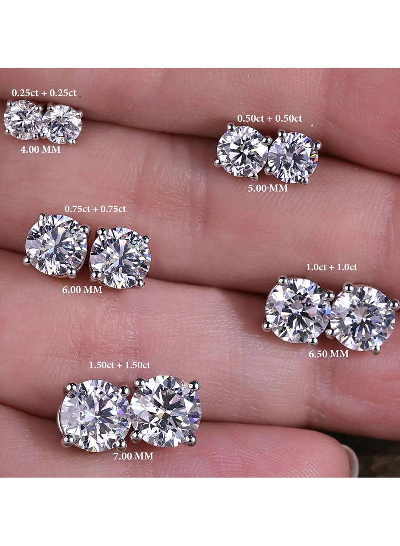 1 Carat Moissanite Diamond Earrings Stud With Classic Six Claw Design, With Gift Box,Super Shiny And Flash Mossan Diamond Earrings Stud,Unisex,2 Pieces,925 Sterling Silver, Non Allergenic, Non Fading, Good Quality - Image 4