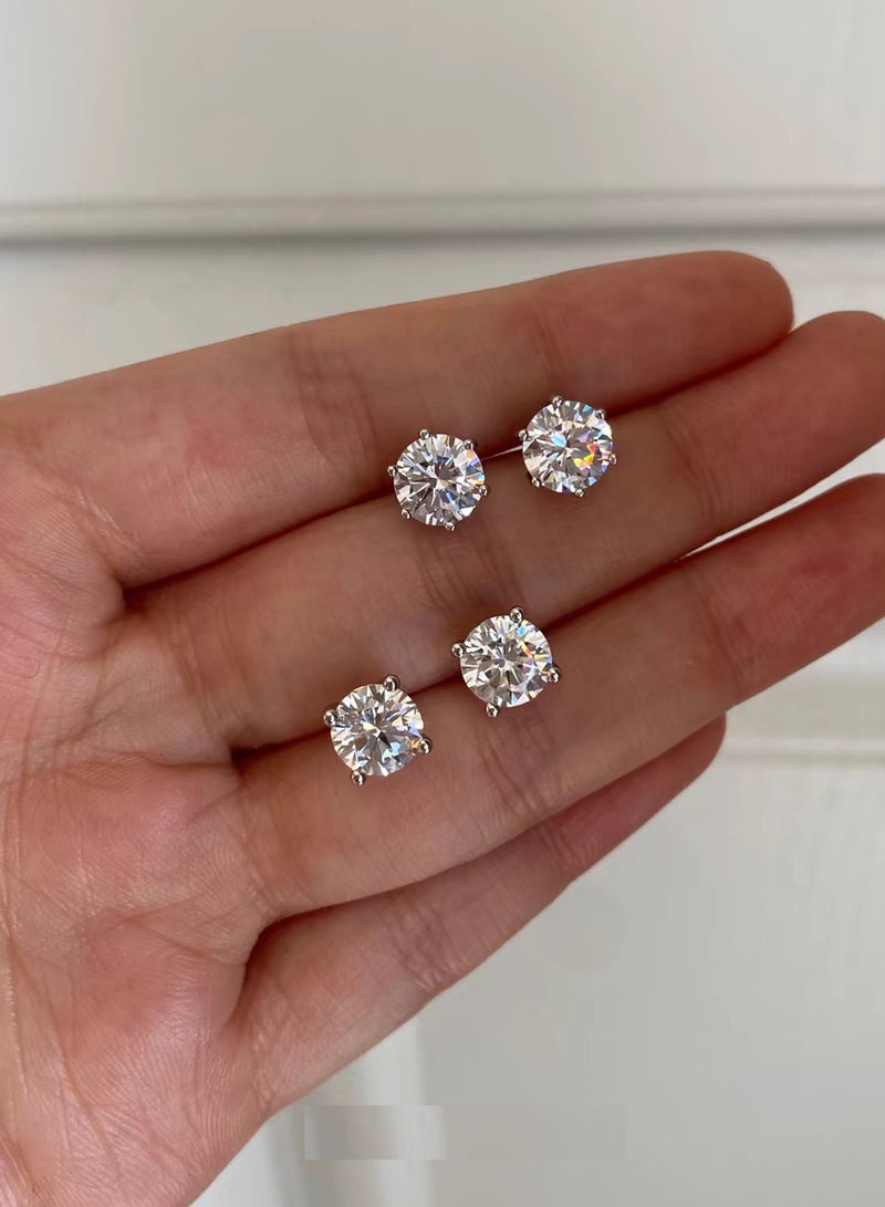 1 Carat Moissanite Diamond Earrings Stud With Classic Six Claw Design, With Gift Box,Super Shiny And Flash Mossan Diamond Earrings Stud,Unisex,2 Pieces,925 Sterling Silver, Non Allergenic, Non Fading, Good Quality - Image 2