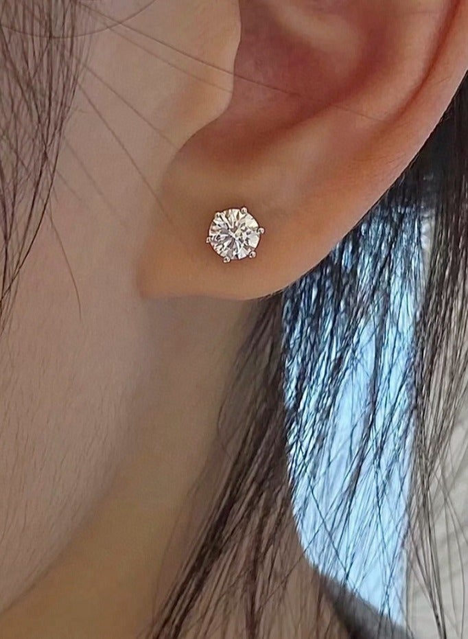 1 Carat Moissanite Diamond Earrings Stud With Classic Six Claw Design, With Gift Box,Super Shiny And Flash Mossan Diamond Earrings Stud,Unisex,2 Pieces,925 Sterling Silver, Non Allergenic, Non Fading, Good Quality - Image 3