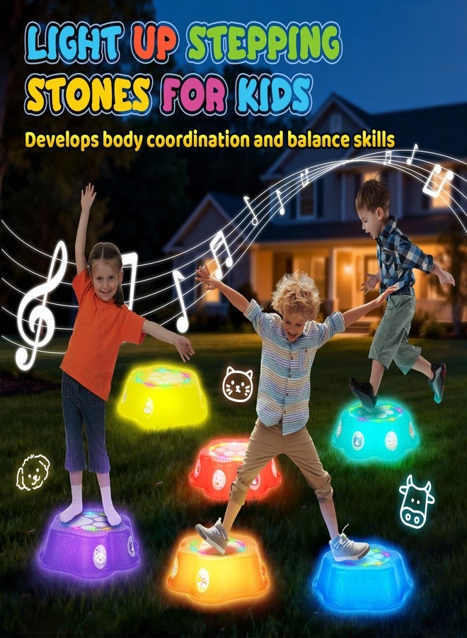 Treeroot 6Pcs Light up Stepping Stones for Kids, Non-Slip Musical Stepping Stones for Kids, Sensory Toys for Toddlers 3-5, Indoor & Outdoor Toy for Kid, Balance & Coordination Skills - Image 3