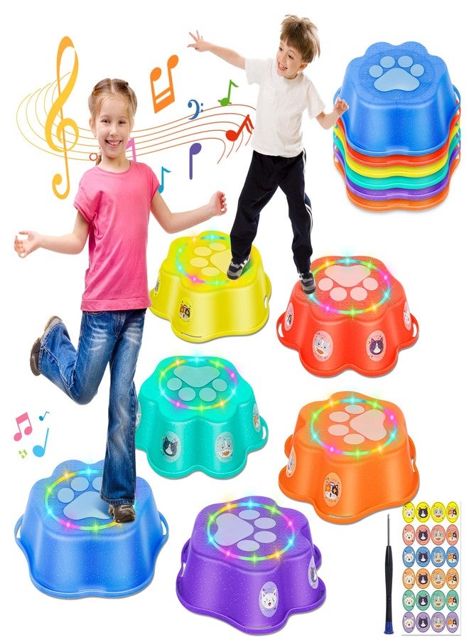 Treeroot 6Pcs Light up Stepping Stones for Kids, Non-Slip Musical Stepping Stones for Kids, Sensory Toys for Toddlers 3-5, Indoor & Outdoor Toy for Kid, Balance & Coordination Skills - Image 1