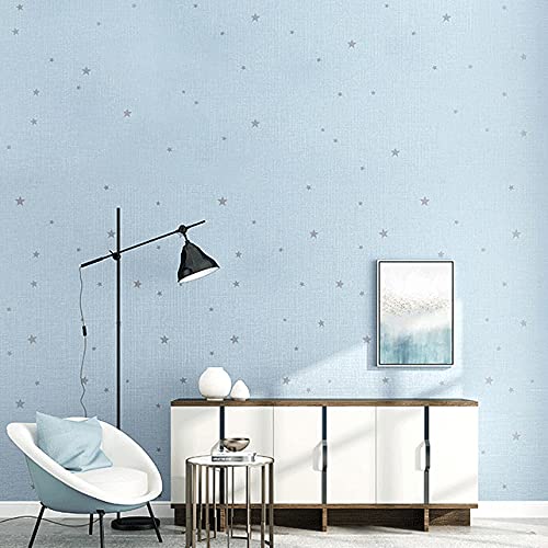wolpin Wall Stickers Wallpaper Living Room Hall (45 x 300 cm) Self Adhesive Blue Textured Stars Modern Pattern, Kids Room Decoration, Blue - Image 3