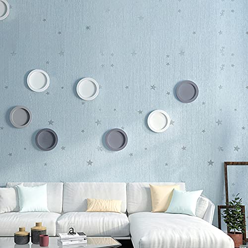 wolpin Wall Stickers Wallpaper Living Room Hall (45 x 300 cm) Self Adhesive Blue Textured Stars Modern Pattern, Kids Room Decoration, Blue - Image 4