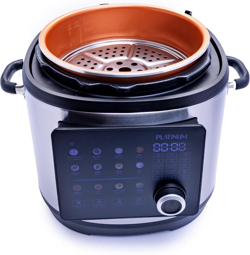 بلاتينيوم طباخ الضغط الكهربائي EPC 6170، شاشة تعمل باللمس بألوان زاهية، 24 برنامج طهي محدد مسبقًا، سعة 6 لترات، قوة 1000 واط – اللون الأسود - Image 4