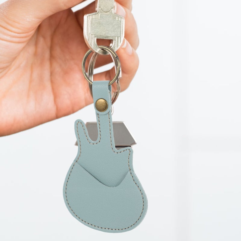 PU Leather Guitar Picks Case Guitar Picks Holder Portable Guitar Case with Key Chain - Image 5