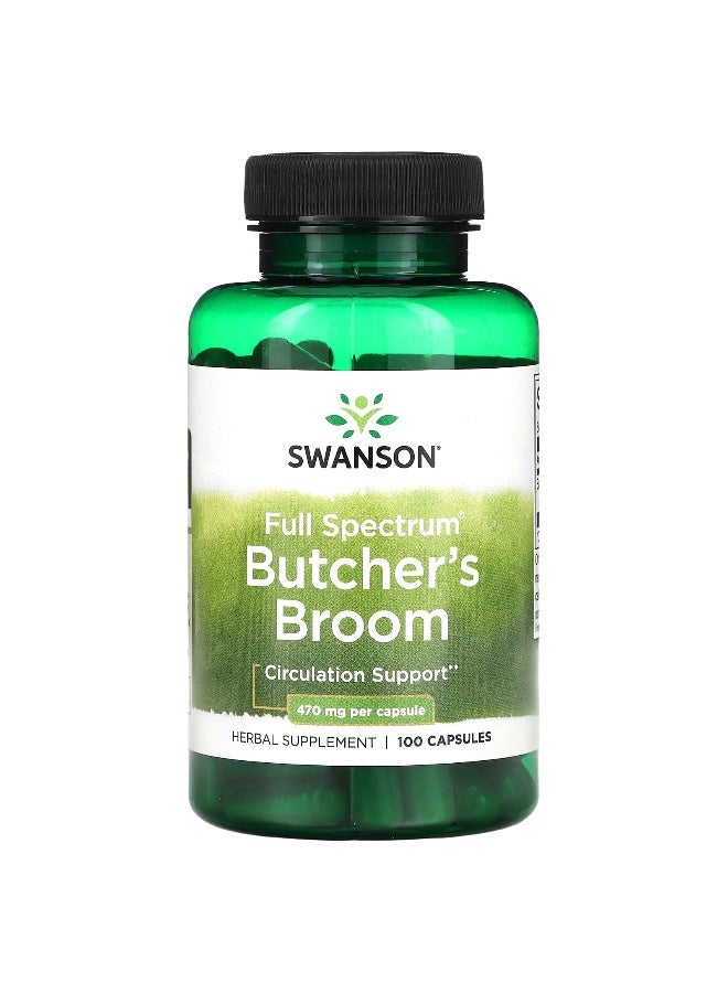 SWANSON سوانسون، فرشاة الجزار الطيف الكامل، 470 ملغ، 100 كبسولة - Image 1