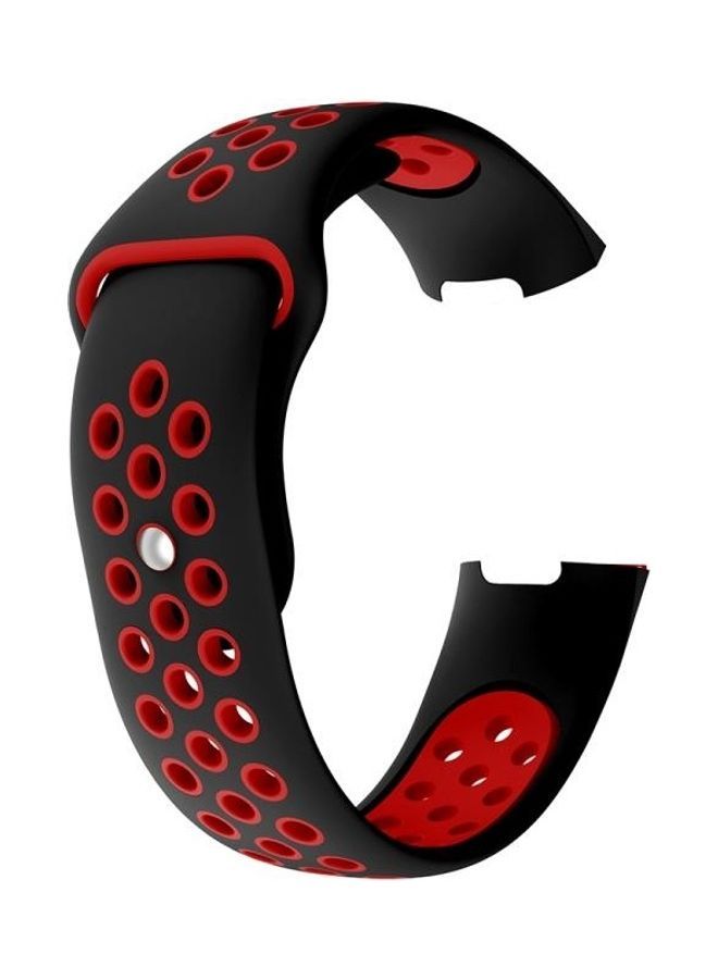 NIBEMINENT Silicone Replacement Band For Fitbit Charge 3 Red/Black - Image 2