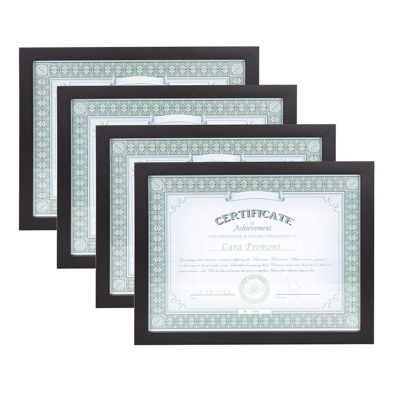 DesignOvation Gallery Wood Document Frame Set for Customizable Wall Display  8.5x11  Black  Pack of 4 - Image 1