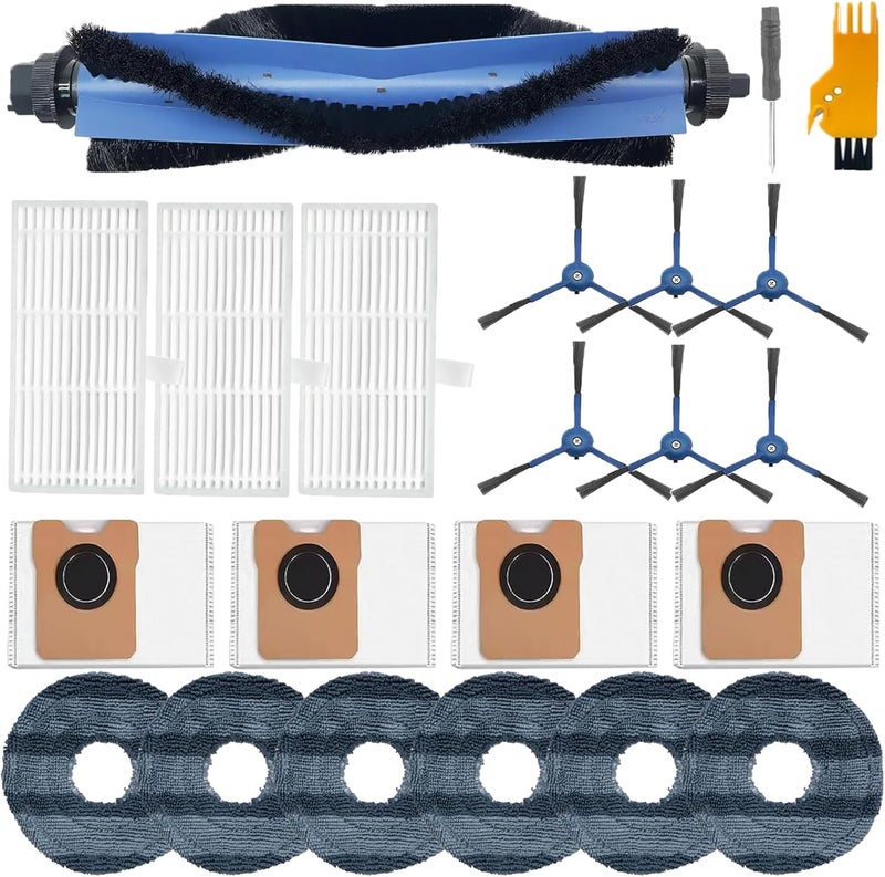 Frexusuent Accessories Kit for Eufy Omni C20 Robot Vacuum Cleaner, for Omni C20 Replacement Part 22 Pcs, 1 Main Brush, 3 HEPA Filters, 4 Dust Bag,6 Mop Pad, 6 Side Brushes - Image 1
