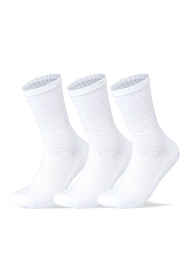 إم بي مجموعة من 3 جوارب رياضية نصف فوطة للرجال، ابيض سادة
