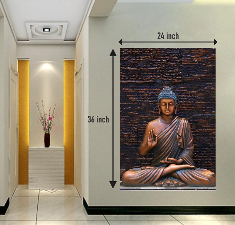 DivineDesigns Vinyl Gautam Buddha Brown Wall Reusable Self-Adhesive Sticker Ideal for Kids Room, Living Room, Bedroom, Office Bedroom, Nursery Wall Decoration (Multicolour, Standard) Pack of 1 - Image 2