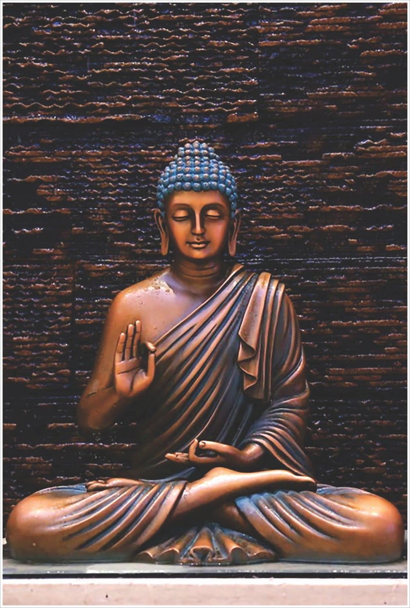 DivineDesigns Vinyl Gautam Buddha Brown Wall Reusable Self-Adhesive Sticker Ideal for Kids Room, Living Room, Bedroom, Office Bedroom, Nursery Wall Decoration (Multicolour, Standard) Pack of 1 - Image 4
