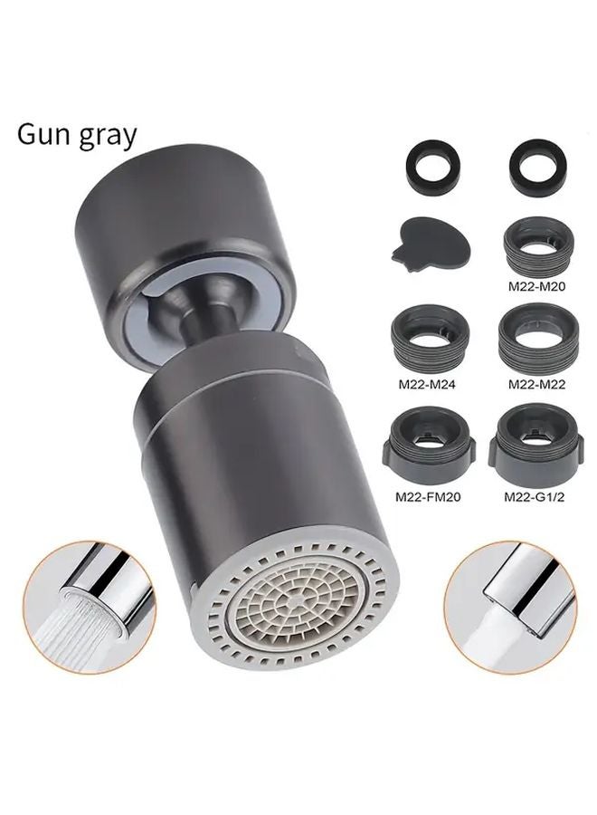 هوادة صنبور بزاوية واسعة 80 درجة ذات وظيفة مزدوجة مع 8 ملحقات باللون الرمادي البنادق - Image 2