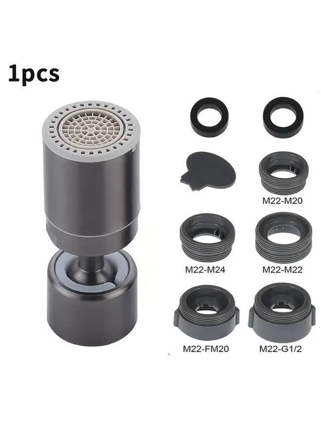 هوادة صنبور بزاوية واسعة 80 درجة ذات وظيفة مزدوجة مع 8 ملحقات باللون الرمادي البنادق - Image 1