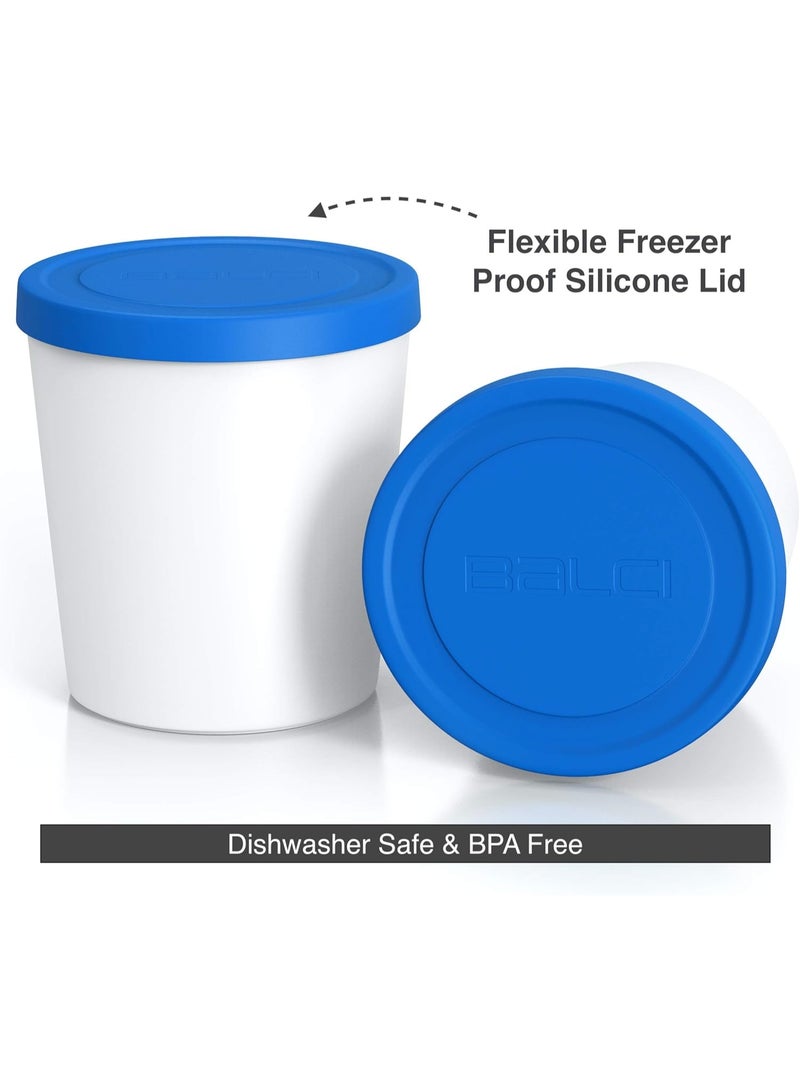 BALCI - Premium Ice Cream Containers (2 Pack - 1 Quart Each) Perfect Freezer Storage Tubs with Lids for Ice Cream, Sorbet and Gelato! - Blue - Image 3