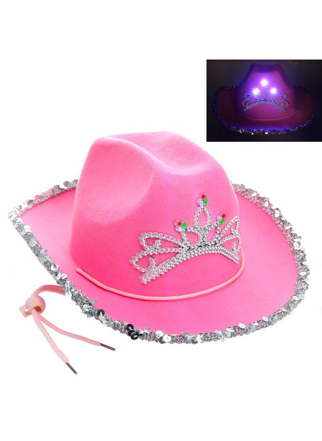 GiftExpress GiftExpress CHILD LED Blinking Pink Tiara Cowgirl hat Light Up Cowboy Hat - CHILD SIZE  - Image 1