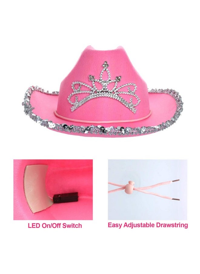 GiftExpress GiftExpress CHILD LED Blinking Pink Tiara Cowgirl hat Light Up Cowboy Hat - CHILD SIZE  - Image 4