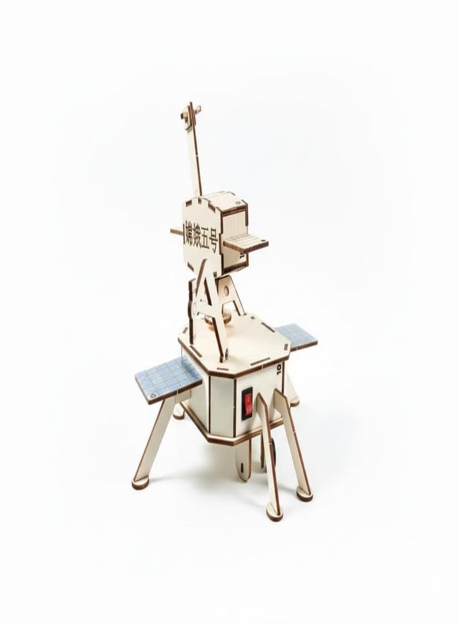 DREWIT STAR DIY Wooden Model Kit - 3D STEAM Building Toy for Kids and Adults, Solar Powered Space Exploration Puzzle, Educational Science Experiment Craft Kit, Moon Lander Replica(Chang'e 5 Probe) - Image 2