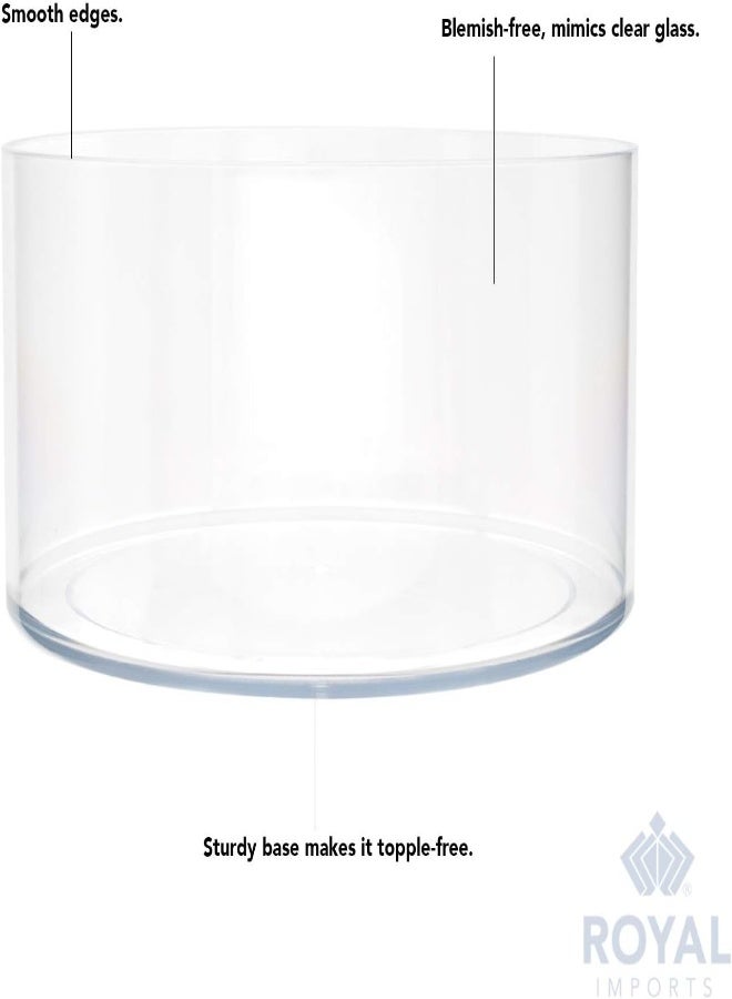 AKDC Royal Imports Flower Vase Acrylic Cylinder - Decorative Centerpiece For Home Or Wedding - Non Breakable Plastic, 8"X4" Short Round - Clear - Image 1