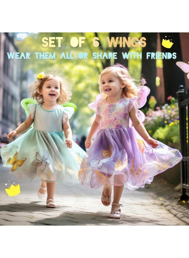 LOLASATURDAYS Fairy Wings Toddler Butterfly Wings Fairy Wings Kids Fairy Costume Alas Tinkerbell Wings Fairy Wings Pack Small Fairy Wings Set Of 6 (12" X 10") - Image 3