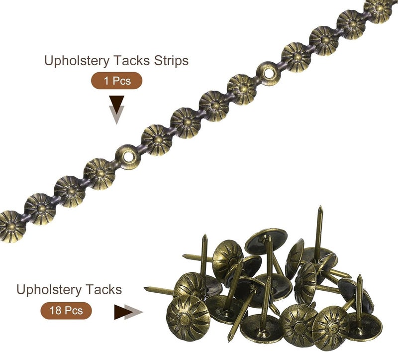 QZIBEVA 1 Pcs Upholstery Tacks Strips1 Meter Flower Decorative Nail Trims for Sofa Headboard Chair Furniture with Nails 11 mm Bronze NST258N032 - Image 4