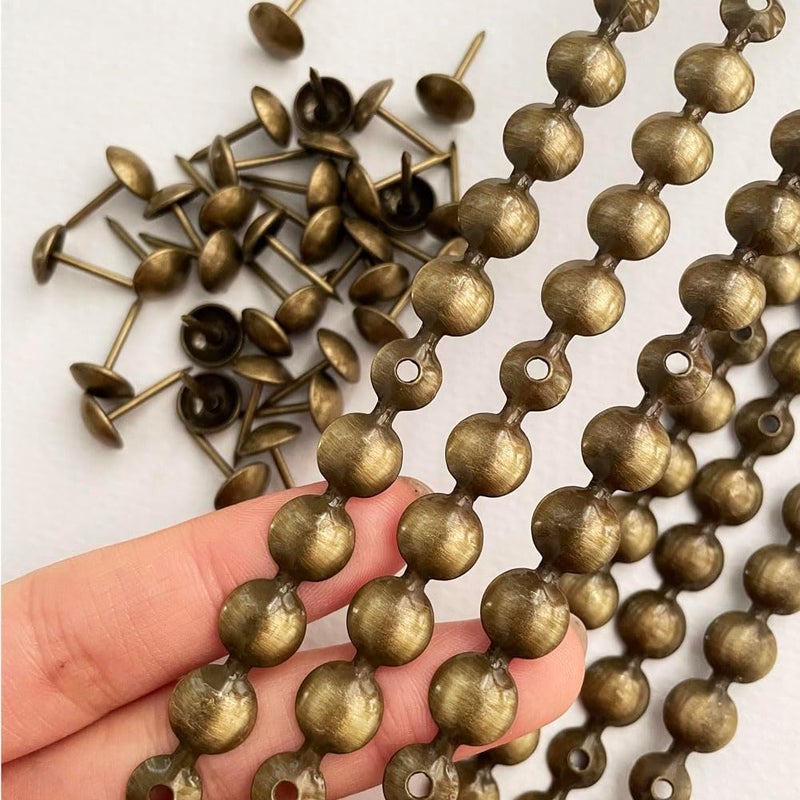 QZIBEVA 1 Pcs Upholstery Tacks Strips1 Meter Flower Decorative Nail Trims for Sofa Headboard Chair Furniture with Nails 11 mm Bronze NST258N032 - Image 1