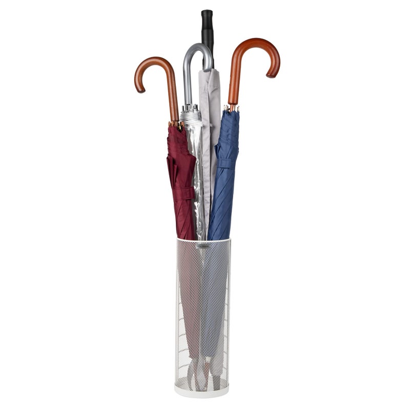 Mind Reader Umbrella Stand Walking Cane Rack Wraping Paper Holder Entryway Metal Mesh 55 L x 55 W x 1575 H White