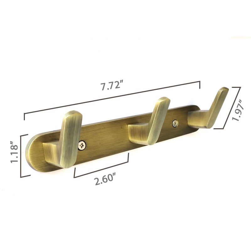 BTL 3 Peg Clothes Hanger for Wall Behind Door Antique Brass Finish Pack of 1 Piece BHK1R3AB Antique Brass - Image 5