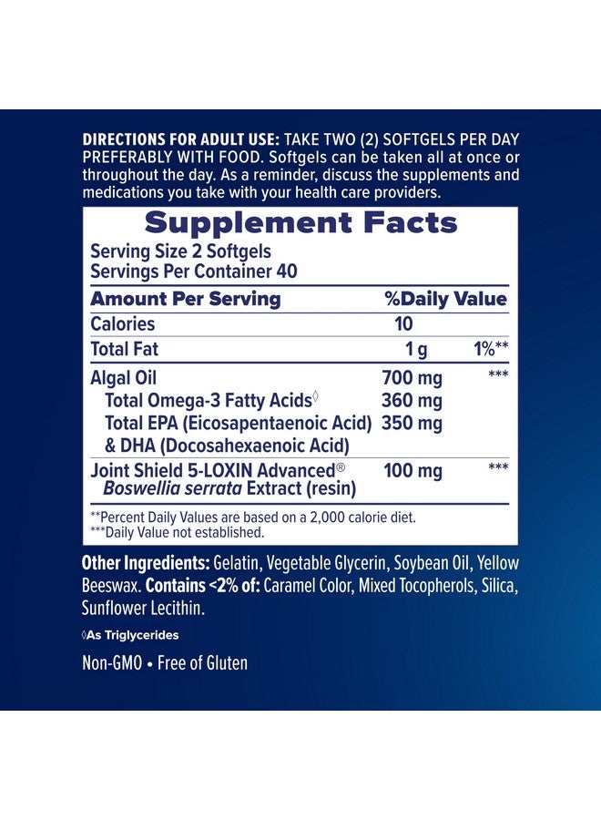 Osteo Bi-Flex Advanced Omega-3 Joint Complex, Plant-Based Algae Oil, Joint Support Supplement, 80 Count Softgels - Image 5