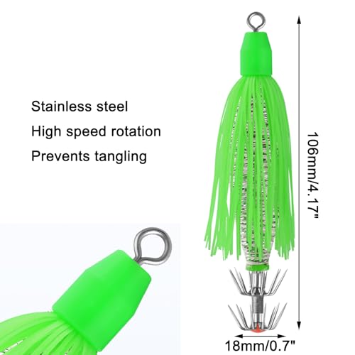 ROQILA 8 Pack Squid Jigs with Tassel Luminous Stainless Steel Fishing Lures Hooks Saltwater Glow in The Dark Squid Catchers Multiple Colors - Image 3