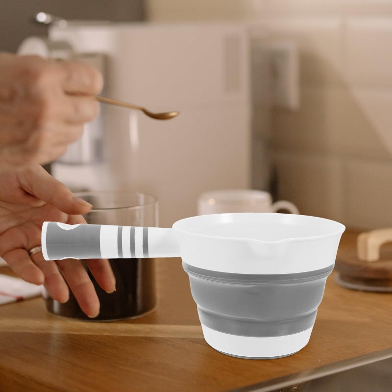 Foldable Collapsible Water Ladle Scoop for Kitchen Bath Garden Travel Gray - Image 5