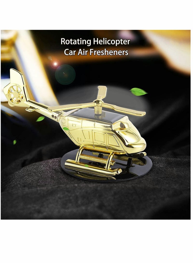Air Freshener Car Fragrance Diffuser Solar Rotating Automotive Fresheners Ornament Helicopter Shape Solid Aromatherapy Decoration for and Home (Gold) - Image 5