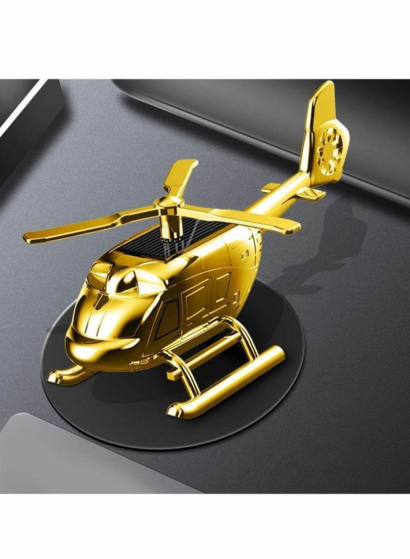 Air Freshener Car Fragrance Diffuser Solar Rotating Automotive Fresheners Ornament Helicopter Shape Solid Aromatherapy Decoration for and Home (Gold) - Image 1