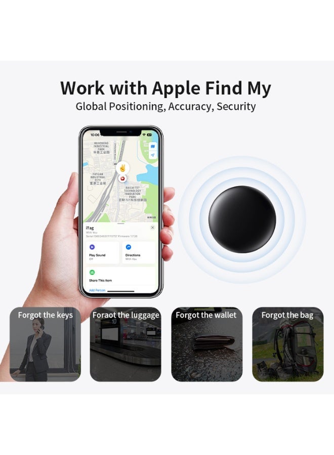 Smart Bluetooth Tracker with Silicone Case, Key Finder Anti-Loss Device Compatible with Apple Find My App, Works with iOS – Black (1 Pack)