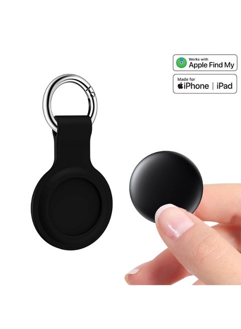 Smart Bluetooth Tracker with Silicone Case, Key Finder Anti-Loss Device Compatible with Apple Find My App, Works with iOS – Black (1 Pack)
