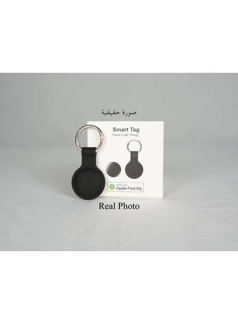 Smart Bluetooth Tracker with Silicone Case, Key Finder Anti-Loss Device Compatible with Apple Find My App, Works with iOS – Black (1 Pack)