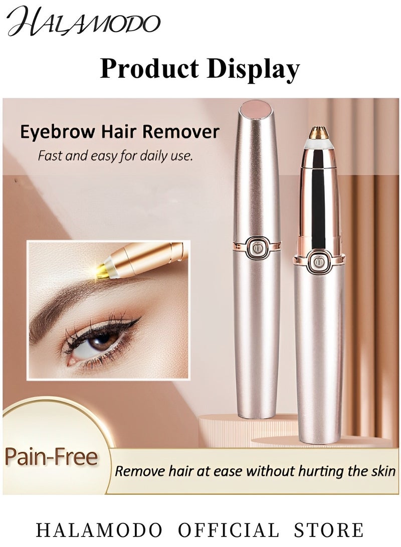 HALAMODO Eyebrow Hair Remover Electric Razor with LED Light Eyebrow Facial Trimmer 2 in1 Rechargeable Facial Hair Removal and Eyebrow Shaver for Instant and Painless Hair Removal - Image 2