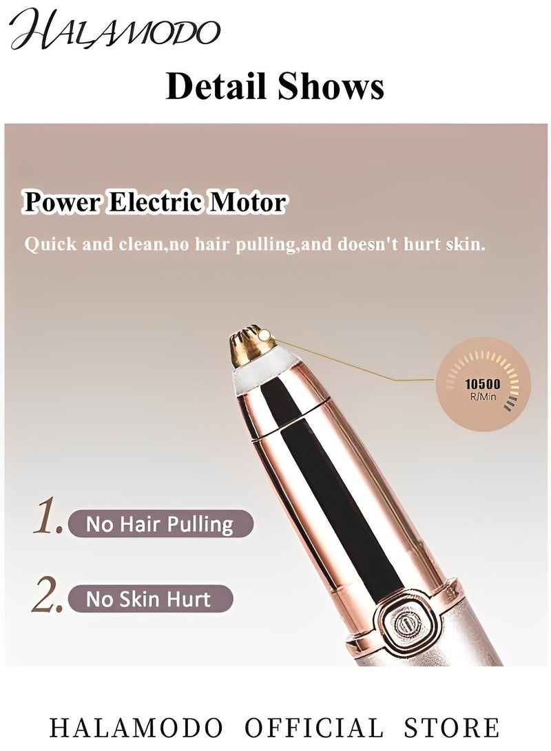HALAMODO Eyebrow Hair Remover Electric Razor with LED Light Eyebrow Facial Trimmer 2 in1 Rechargeable Facial Hair Removal and Eyebrow Shaver for Instant and Painless Hair Removal - Image 3