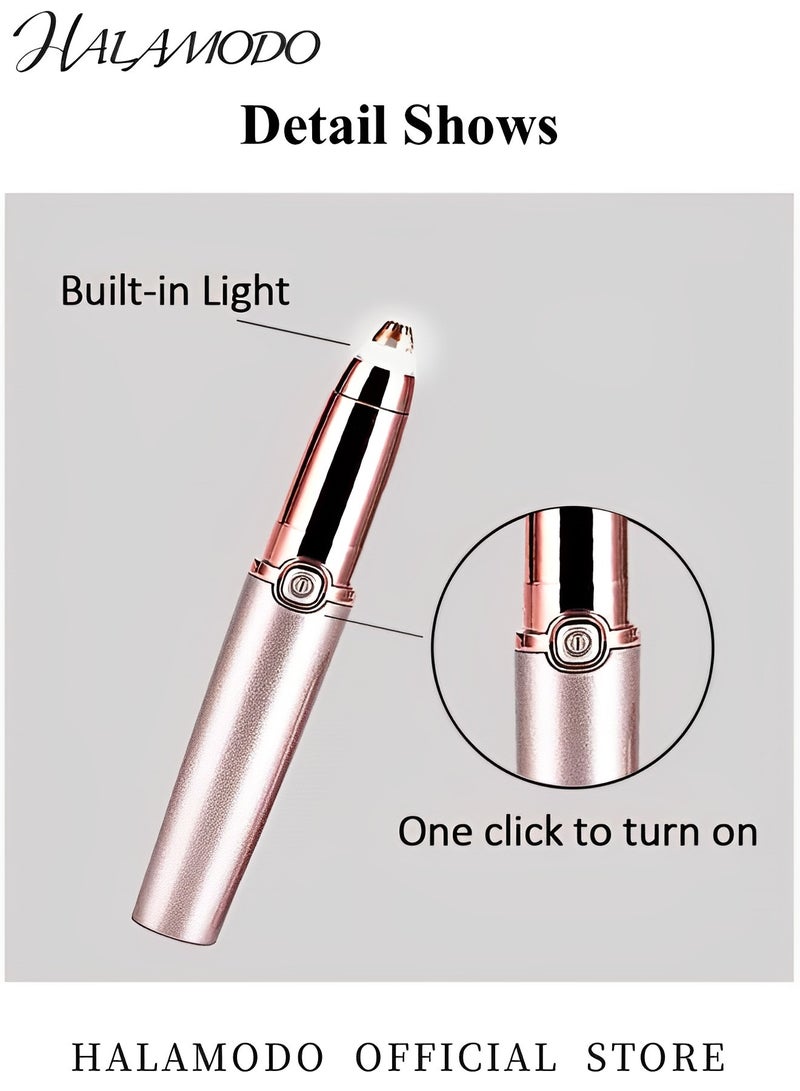 HALAMODO Eyebrow Hair Remover Electric Razor with LED Light Eyebrow Facial Trimmer 2 in1 Rechargeable Facial Hair Removal and Eyebrow Shaver for Instant and Painless Hair Removal - Image 4