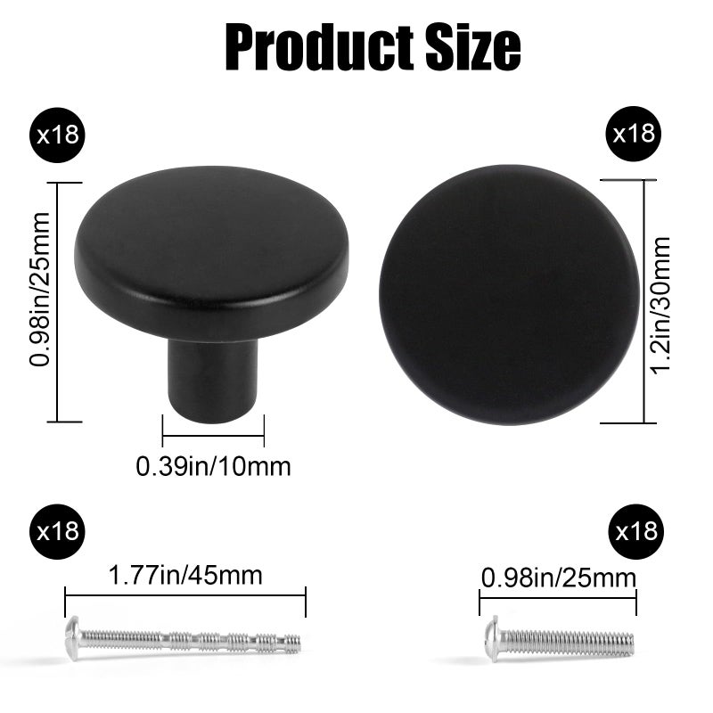 Romeda 12 Piece Drawer Knobs, Black Cabinet Knobs with Screw, 30mm Drawer Pulls for Dresser, Kitchen, and Cabinet Drawers - Image 3