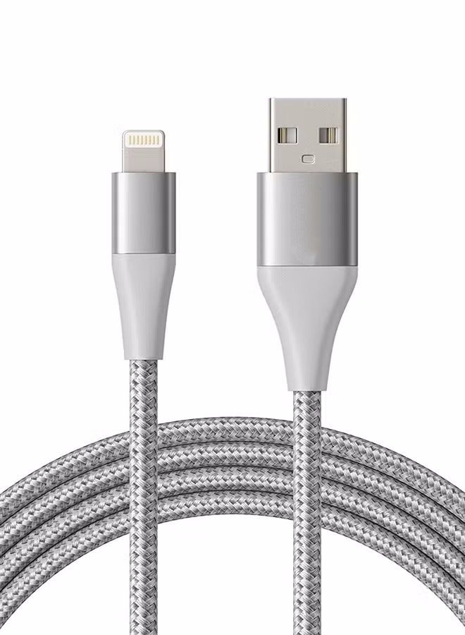 كابل Powerline+ II USB (3 أقدام) معتمد من MFi لهاتف iPhone 11/11 Pro/11 Pro Max/Xs/XS Max/XR/X / 8/8 Plus / 7/7 Plus / 6/6 Plus / 5 / 5S فضي/أبيض - Image 1