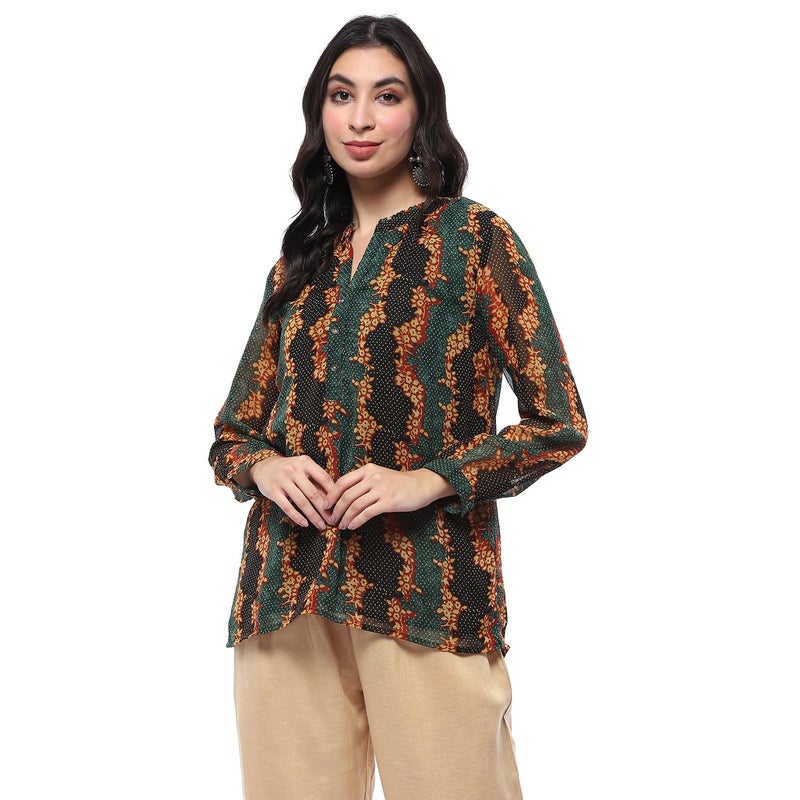 Biba Green Georgette Straight Top - Image 5