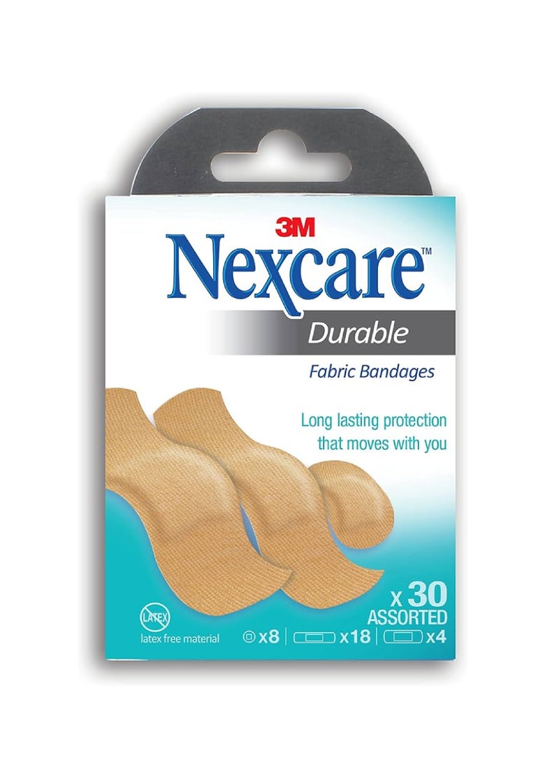 3M NEXCARE DURABLE FABRIC BANDAGES 30 ASSORTED