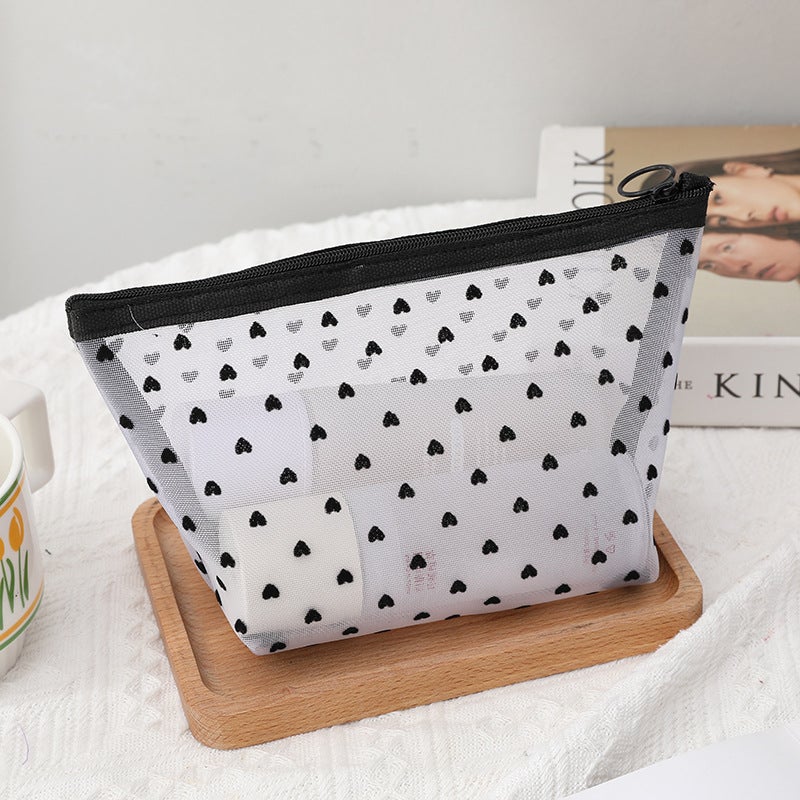 Velvet Cosmetic Pouch Portable Travel Organizer White Triangle 
